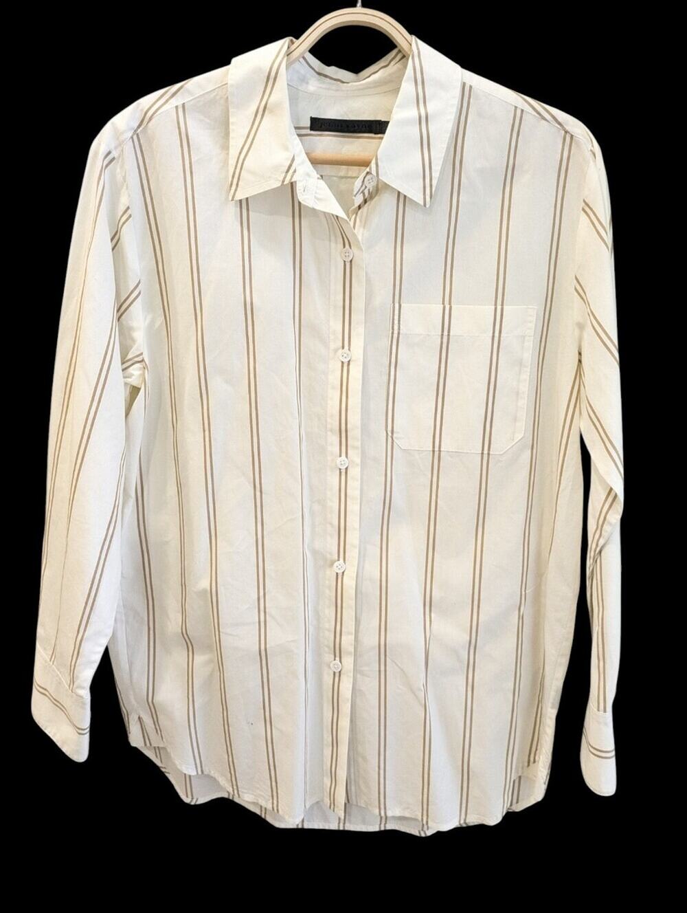 Jenni Kayne The Boyfriend Shirt XS Striped Cotton Button Up Coastal Quiet Luxury